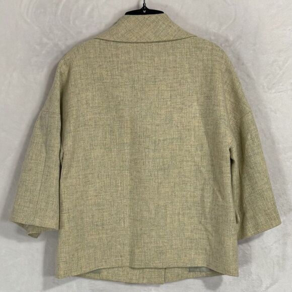 Talbots Double Breasted Blazer Jacket Size 8 100% Wool Yellow Green Boxy Crop - Picture 12 of 14